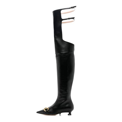 gucci black boots over the knee|GUCCI Nappa Horsebit Over The Knee Boots 35 Black.